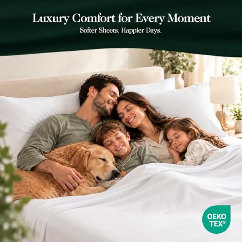 Ivory 100% Egyptian Cotton Percale King Bed Sheets Set - 4 Pieces
