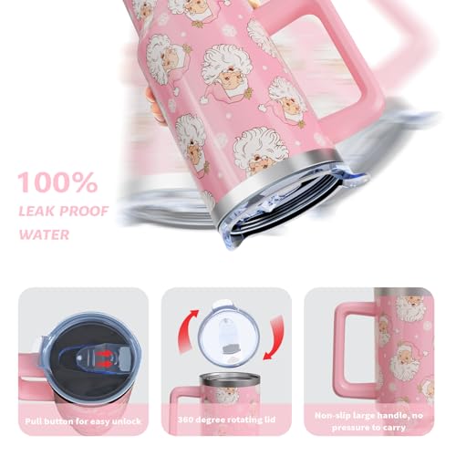 Aokoyi Santa Tumbler 40oz Insulated Cup with Handle & Straw - Christmas Gift, Model: santa tumbler-01