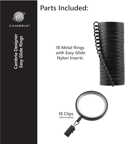 MODE Cambria 2-Inch Diameter Brushed Gold Curtain Rings - Set of 18, Large 2"