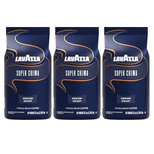 Lavazza Super Crema Whole Bean Coffee Pack of 3 - Medium Espresso Roast 35.2 oz Each