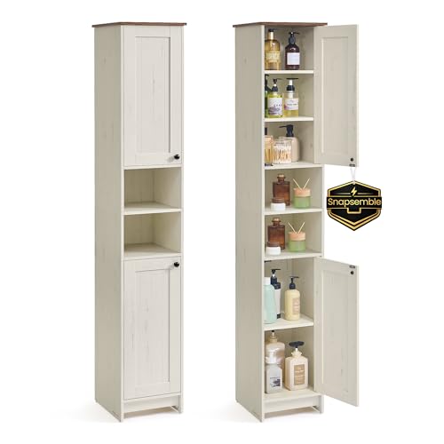 Slim Bathroom Storage Cabinet - Tall 67-Inch Snapassemble Organizer - 1 Pack