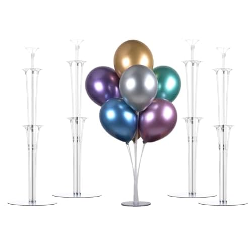 LANGXUN 28" Height Table Balloon Stand Kit for Birthday Party Wedding Decorations, Balloons Arch Kit for Graduation Party and Christmas Balloon Decorations (4 Pack)