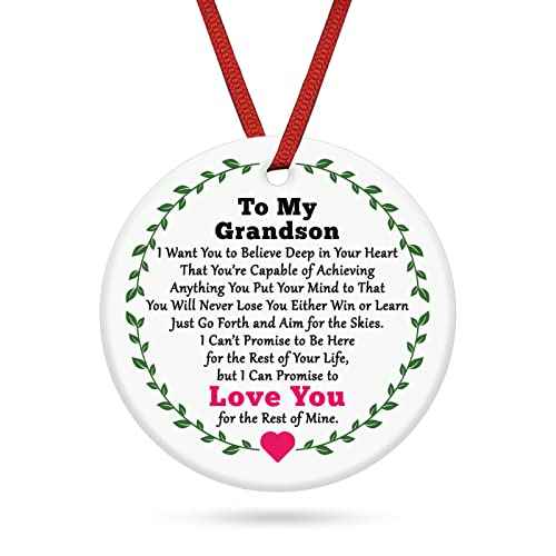 Grandson Ornament Gifts Christmas Ornament Grandson Birthday Gifts from Grandpa Grandma Encouragement Gift from Grandparents Christmas Gradation Going Away Gift for Grandkids