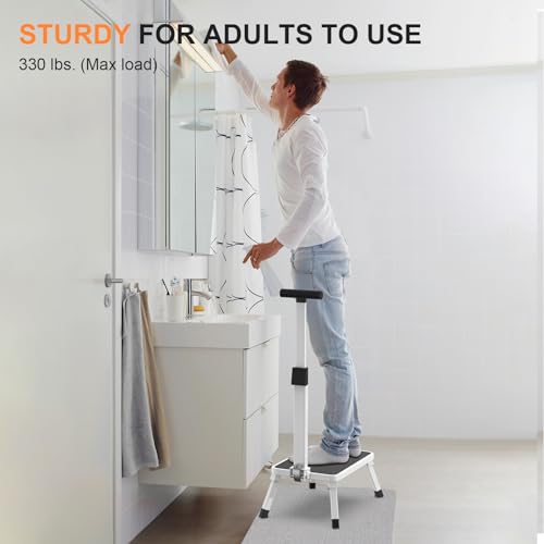Foldable Adult Step Stool with Handle, Non-Slip Metal Platform, 330 lbs Capacity