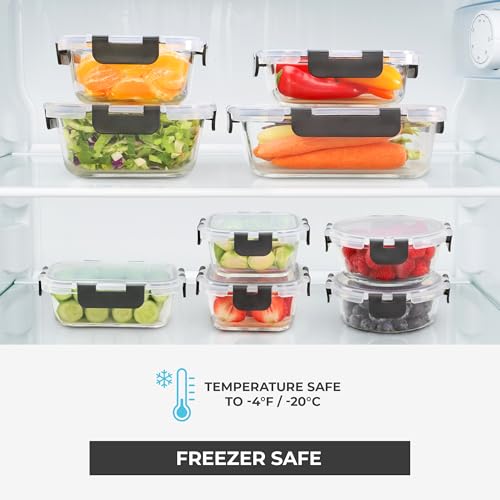 Freshware One Size Glass Food Storage Containers with Lids, 12-Pack, Leak-Proof Kitchen Meal Prep