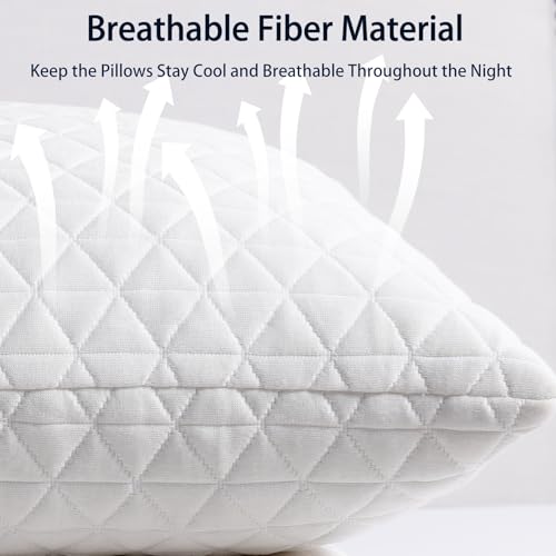 Memory Foam Pillows for Side Sleepers Set of 2 - Adjustable, Cooling & Washable