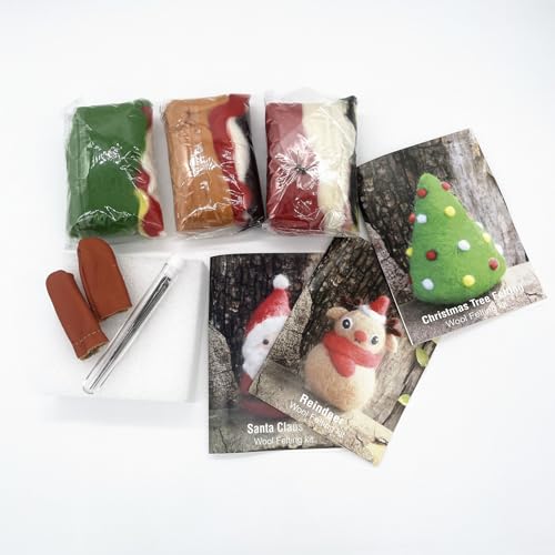 VEHICAR 3 Pack Santa Claus Needle Felting Kits for Beginners with Tools & Tutorial