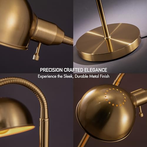O'Bright Adjustable Floor Lamp with Gooseneck & Rotatable Shade - Antique Brass