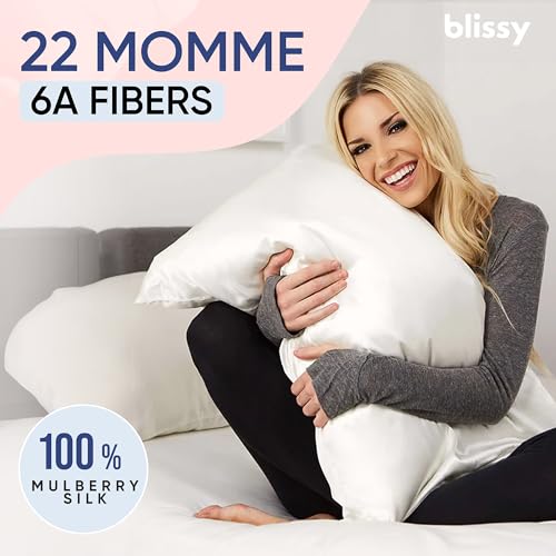 Blissy White King Silk Pillowcase - 100% Mulberry Silk 22 Momme High-Grade Bedding