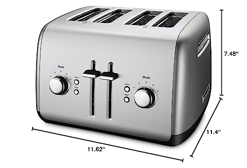 KitchenAid 4-Slice Manual Lift Toaster - Contour Silver, Extra-Wide Slots