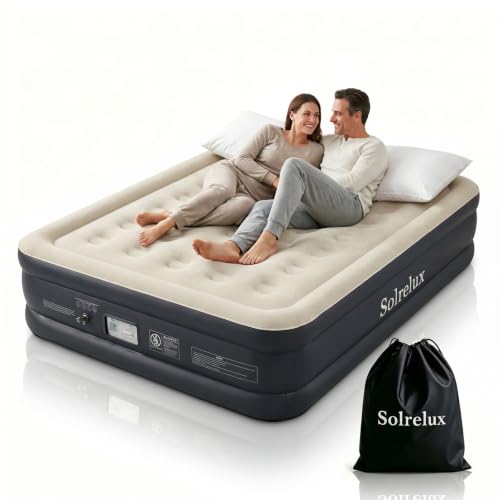 Queen Air Mattress with Built-In Pump 18 Inch Raised Inflatable Bed for Home & Camping