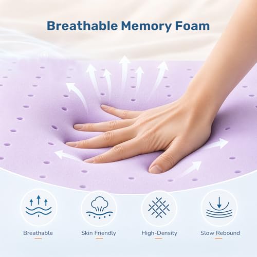 Sweetcrispy 3 Inch King Cooling Gel Memory Foam Mattress Topper - Breathable Support