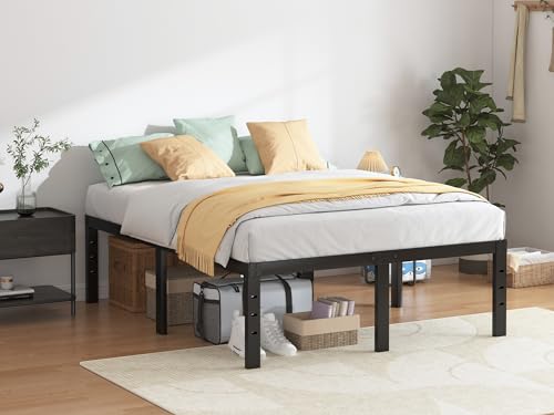 Queen Bed Frame - 18 Inch Sturdy Platform Bed with Storage - Queen Size