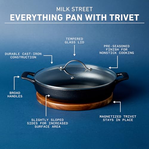 Milk Street 11-Inch Cast Iron Everything Pan with Magnetic Trivet - Multi-Use Skillet