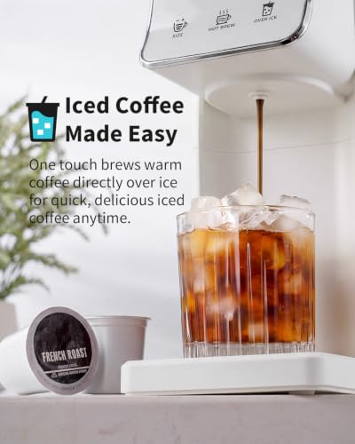 KIDISLE Single Serve K Cup & Ground Coffee Maker, Hot Iced Brew, White