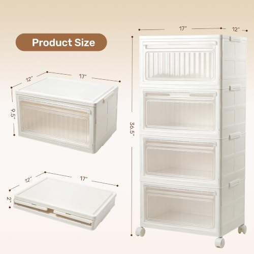 Maeytau 4-Tier 128QT Stackable Storage Bins with Lids & Wheels