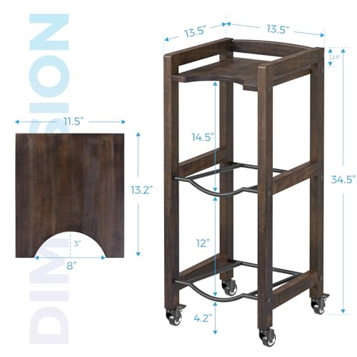 Walnut 3-Tier Water Jug Holder with Wheels & Adjustable Feet - Space-Saving Hardwood Stand