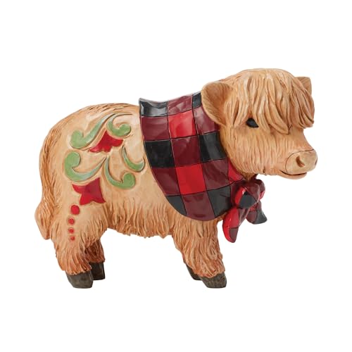Enesco Jim Shore Highland Glen Calf Figurine with Plaid Scarf 4.5 In