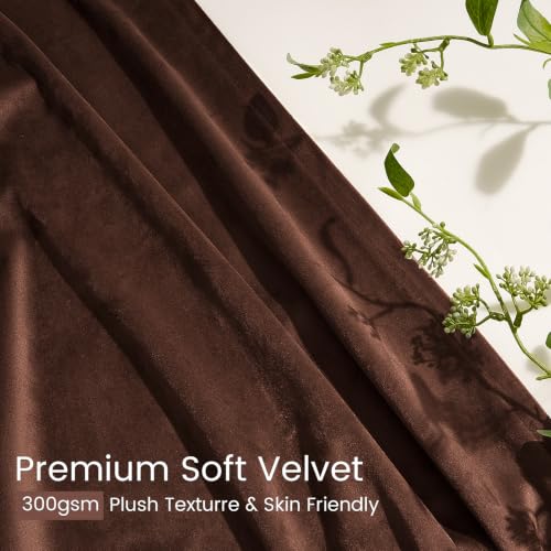 Topfinel Brown Pinch Pleated Velvet Curtains Set 84 Inch Long, 4 Panels, 40"W x 84"L