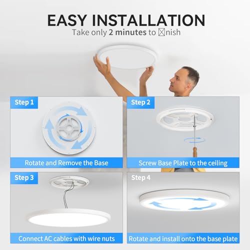 WKONCLDY 4 Pack 16-inch LED Ceiling Lights 4700lm 5000K White Slim Flush Mount