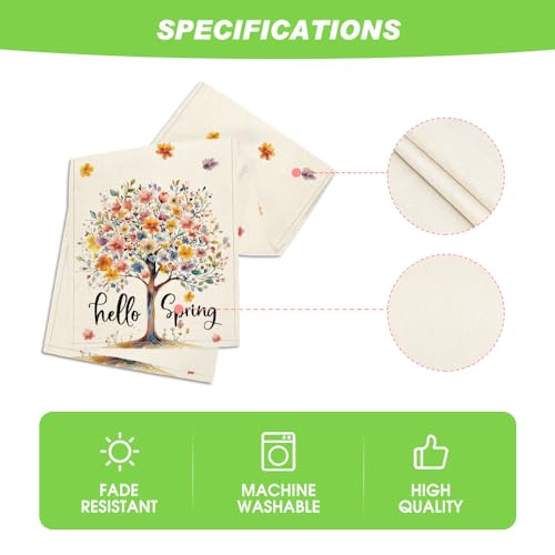 Artoid Mode Bloom Flower Tree Spring Table Runner 13x72 Inch Beige Home Decor