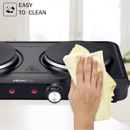 1800W Electric Hot Plate for Cooking, Double Burner with 7.2"&6.1"