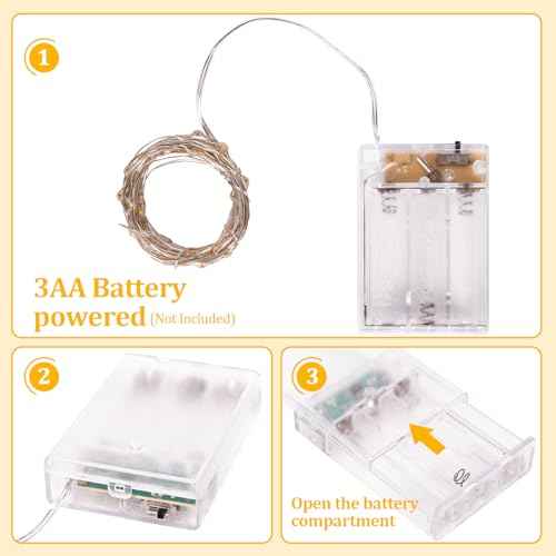 Timer Led String Lights,1 Pack Mini Battery Powered Silver Wire Starry Fairy Light,Battery Operated Micro Lights for Bedroom,Christmas,Parties,Wedding,Centerpiece,Decoration (5m/16ft Warm White)