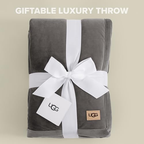 UGG Bliss Fleece Throw Blanket Charcoal Grey 50x70 for Couch & Bed