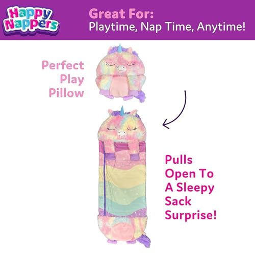 Happy Nappers 2-in-1 Pillow & Sleepy Sack - Large Unicorn 66x30 Kids’ Plush Nap Mat