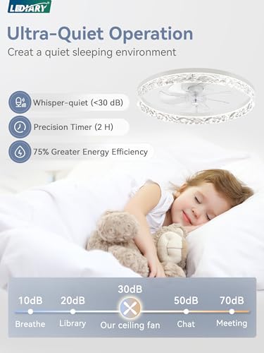 20 Inch Ceiling Fan with Lights and Remote Control - Reversible Motor, Dimmable, White, Variation of THIS listing