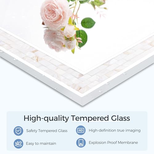 24 x 36 Inch White Mosaic Bathroom Wall Mirror - Natural Shell Frame, Tempered Glass, Coastal Style Variation of THIS listing
