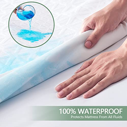 King Size Waterproof Mattress Protector - Noiseless Deep Pocket, White