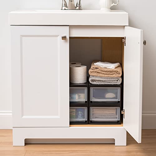 IRIS USA 4-Pack 6 Qt. Small Stackable Drawer Storage Organizers - Black