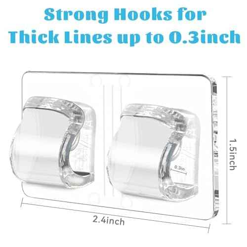 Hooks for Outdoor String Lights 27Pcs,No Drill Clear Cable Clips For Christmas Led Strips,?Heavy Duty Sticky Cord Holder Buckle With Waterproof Adhesive For Patio,Porch,Deck,Garden,Backyard