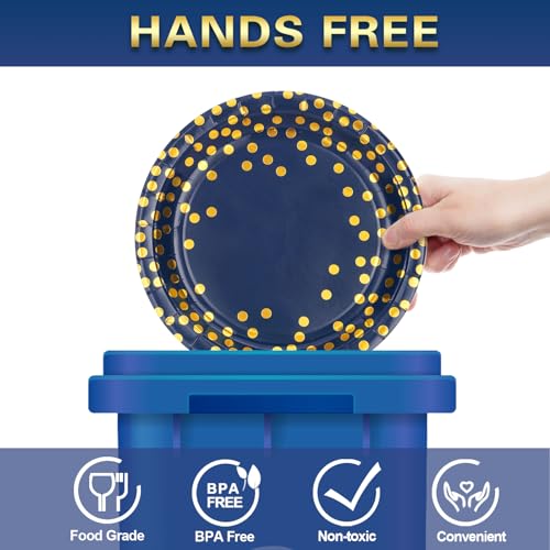 Blue Paper Plates and Napkins Set for Party - Boocikey 100PCS Blue & Gold Decor