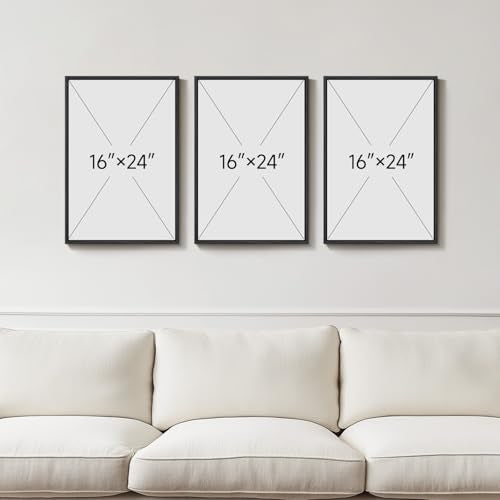 Cuspin 16x24 Inch Set of 3 Blue and Gray Abstract Modern Wall Art - Ash Blue Balance
