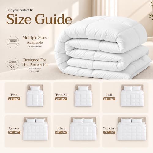 King Size Duvet Insert - 90 x 102 Inches White Comforter Bedding