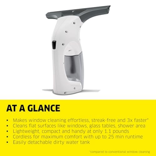 Kärcher Electric Window Vacuum WV 1 Plus - White, Cordless Glass Cleaner