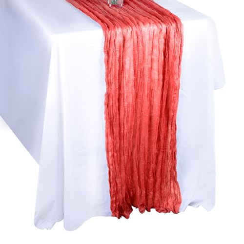 Red Cheesecloth Table Runner 35x120in – Gauze Wedding Party Décor, MIAHART
