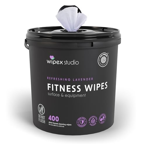 Lavender Gym Wipes - 400 Count Natural Fitness Equipment Wipes, All-Purpose Cleaner