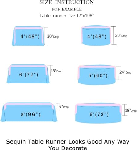 ShinyBeauty Lavender Sequin Table Runner Pack of 10, 12x108-Inch for Wedding & Party Decor