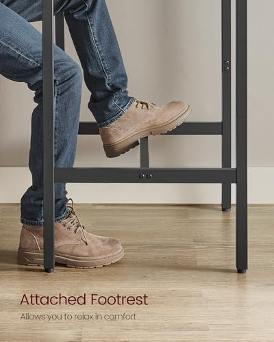 VASAGLE Rustic Brown Square Metal Frame Bar Table - High Top Pub Table - 23.6 Inch Diameter, 41.7 Inch Height