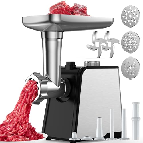 Electric Meat Grinder 3200W with Sausage Tubes & Kubbe Kit - Black
