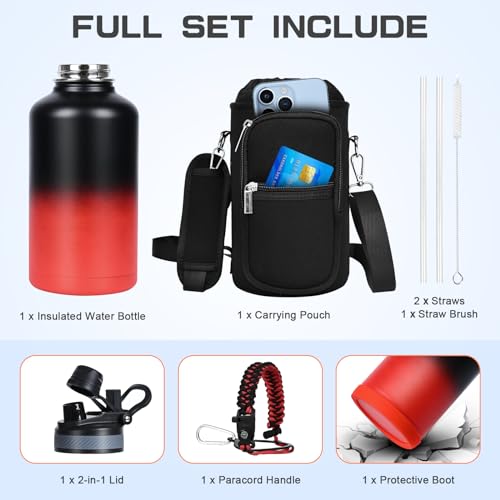GAZLEMHO 64oz Insulated Water Bottle with Straw & Chug Lid - Ice Coke Variation