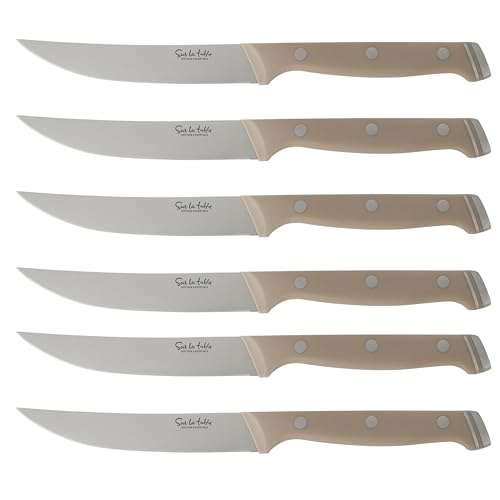 14-Piece Kitchen Knife Set with Block - Forged German Steel, Taupe Variation