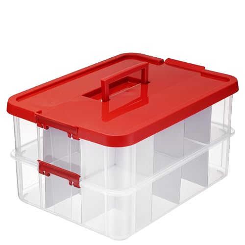 Tribello 2-Layer Christmas Ornament Storage Box Plastic - 24