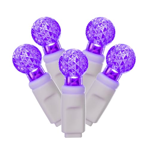 Vickerman Purple LED Berry G12 String Light Set, 34ft, 100 Lights, White Wire, 4in Spacing