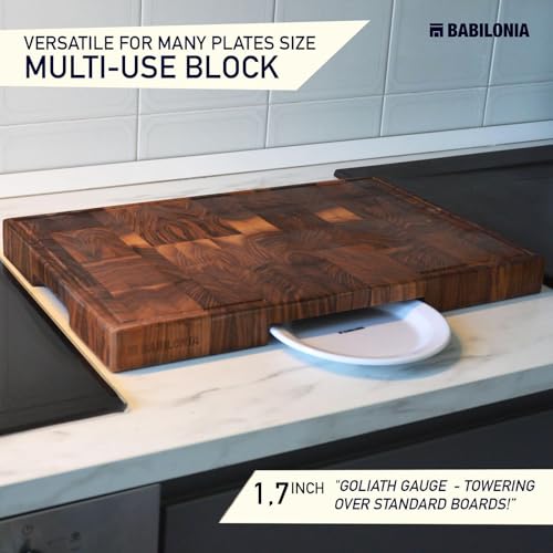 Black Walnut End Grain Cutting Board - 19.7 L x 12.2 W Reversible Butcher Block with Organic Oil