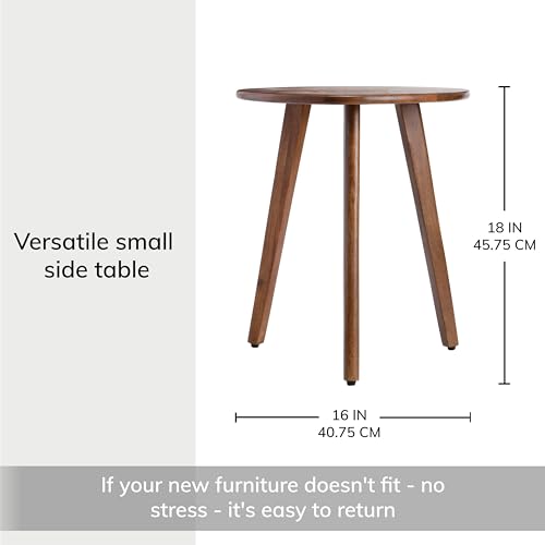MH London Walnut Triangle Side Table - Handcrafted Small Nightstand for Living Room & Bedroom