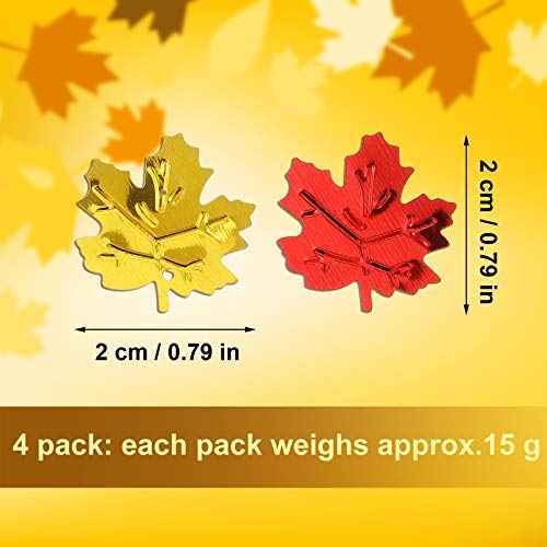 WILLBOND 600 Pcs Fall Thanksgiving Confetti Maple Leaf Table Scatter Foil Confetti for Autumn Harvest Halloween Christmas Wedding Throwing Table Decoration Glitter Party Supplies